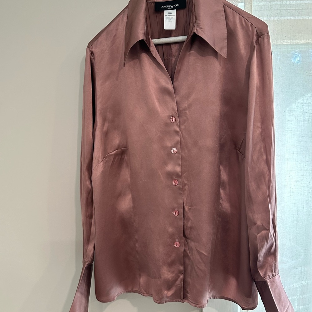 Elegant Women's Satin Silk Blouse - Mauve